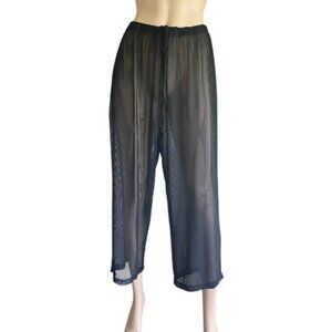 Westbound Beach Sheer Wide Leg Cropped Cover Up Pants L